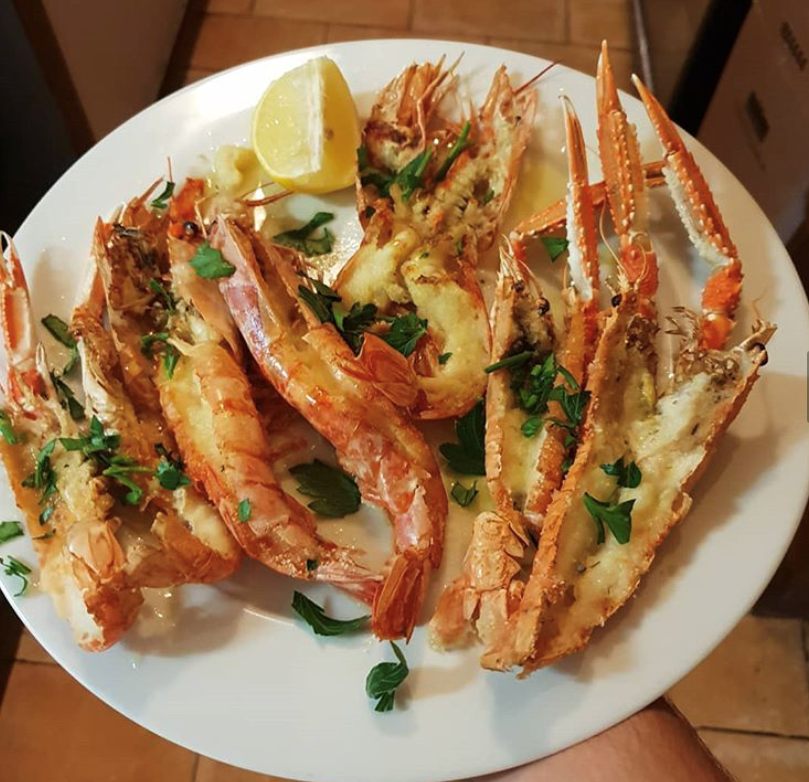 Scampi e mazzancolle gratinati